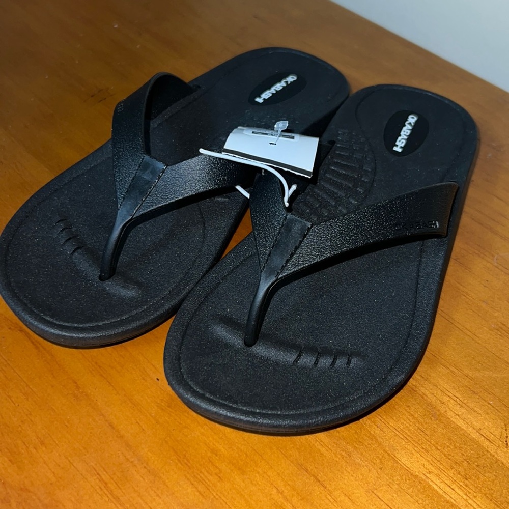 NEW OKABASHI Splash Women's Wedge Flip Flops Black S  6-7 Beach Vacation Summer